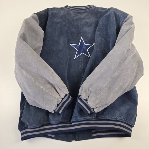 Vintage 90s Dallas Cowboys Pro Player Suede LeatherJacket Men's 2XL Two Tone‎ - Picture 11 of 13